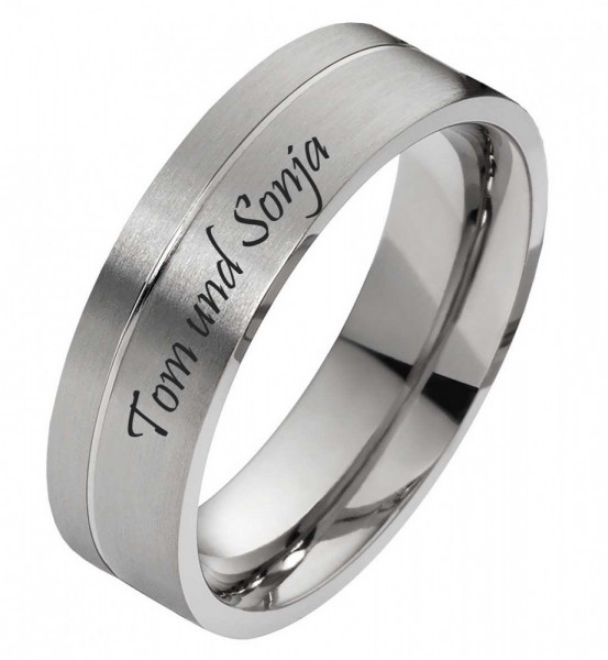 Traumhaft elegante Edelstahlringe E172 Unisex mit Außengravur